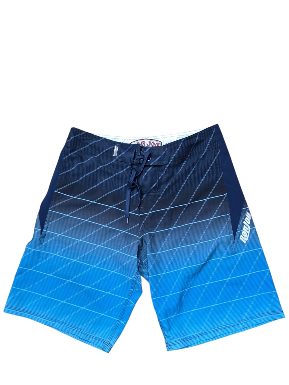 Ron Jon Surf Shop Board Shorts Mens 31 Small Blue White Stripe Swim Trunks